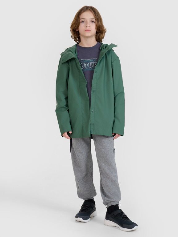 Dziecięca kurtka przejściowa przeciwdeszczowa 4F 4FJWSS25TJACU213 - zielona