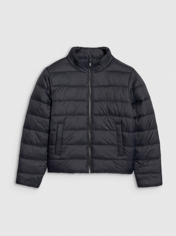 Dziewczęca kurtka puchowa pikowana 4F 4FJWSS25TDJAF515  - czarna