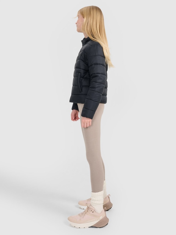 Dziewczęca kurtka puchowa pikowana 4F 4FJWSS25TDJAF515  - czarna