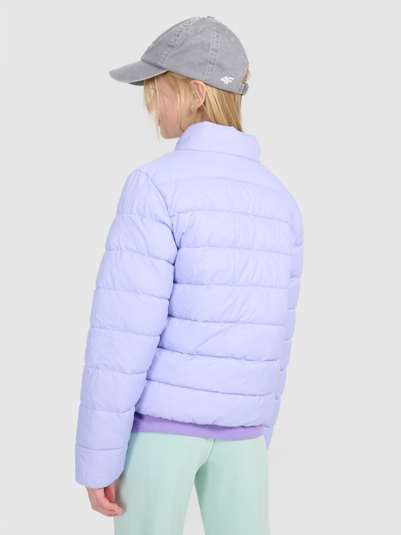 Dziewczęca kurtka puchowa pikowana 4F 4FJWSS25TDJAF515  - fioletowa