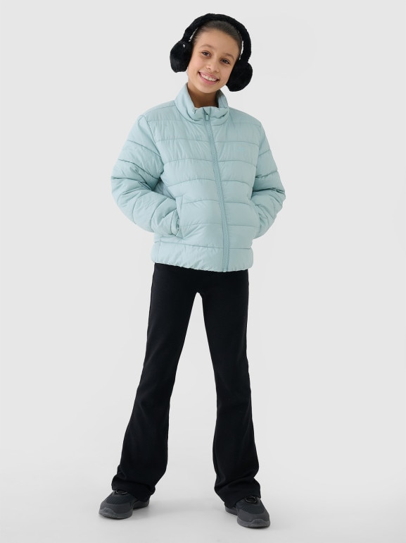 Dziewczęca kurtka puchowa pikowana 4F 4FJWSS25TDJAF515  - turkusowa