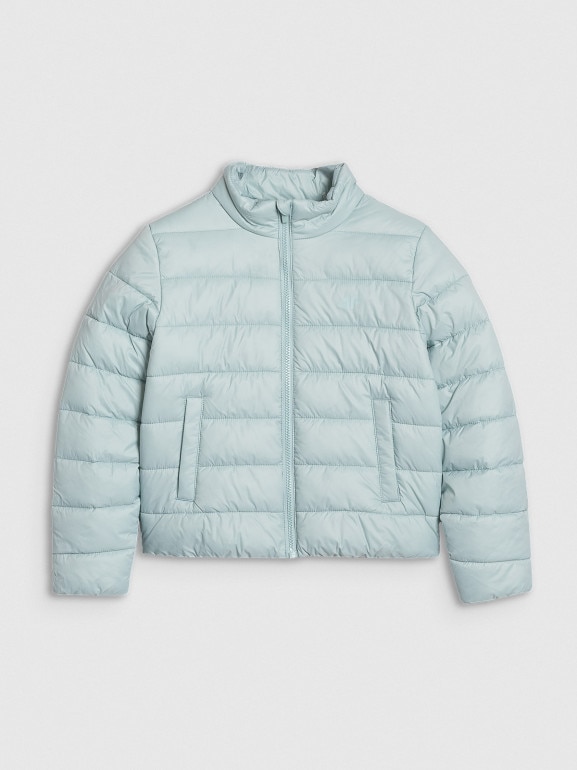 Dziewczęca kurtka puchowa pikowana 4F 4FJWSS25TDJAF515  - turkusowa
