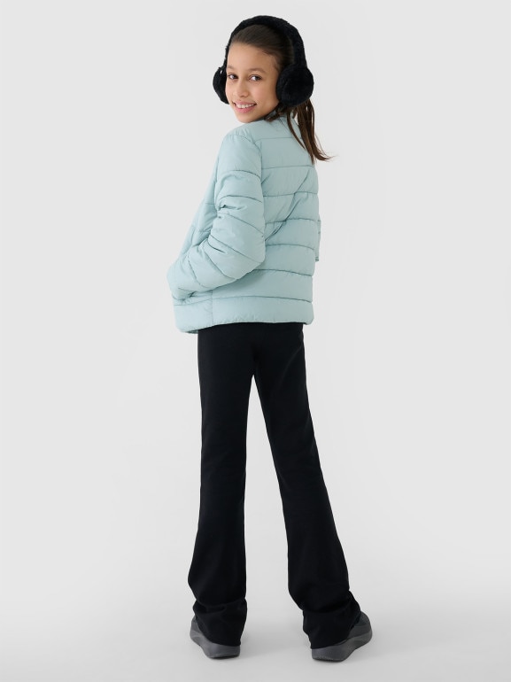Dziewczęca kurtka puchowa pikowana 4F 4FJWSS25TDJAF515  - turkusowa
