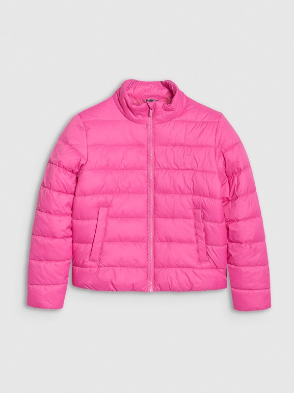 Dziewczęca kurtka puchowa pikowana 4F 4FJWSS25TDJAF515  - różowa