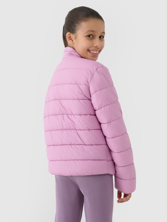 Dziewczęca kurtka puchowa pikowana 4F 4FJWSS25TDJAF515  - różowa