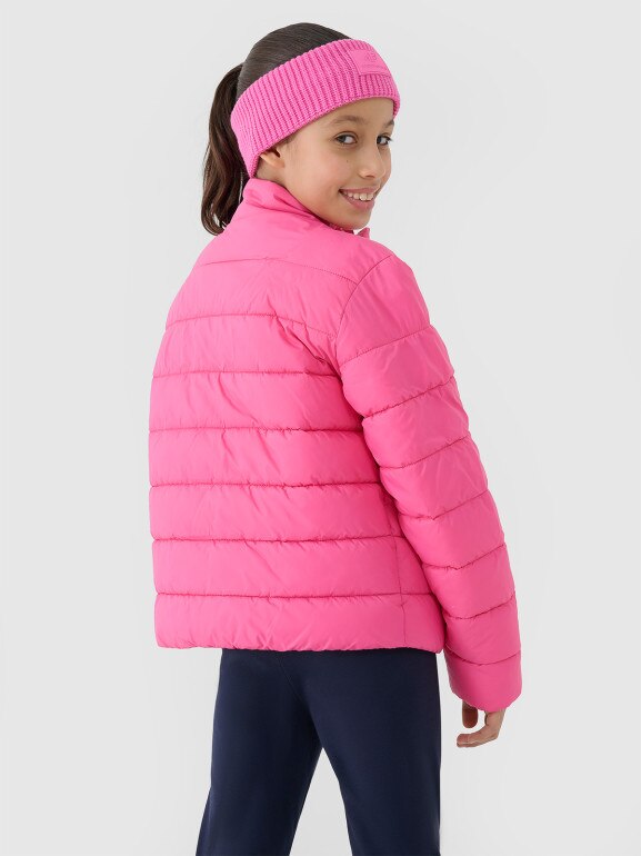 Dziewczęca kurtka puchowa pikowana 4F 4FJWSS25TDJAF515  - różowa