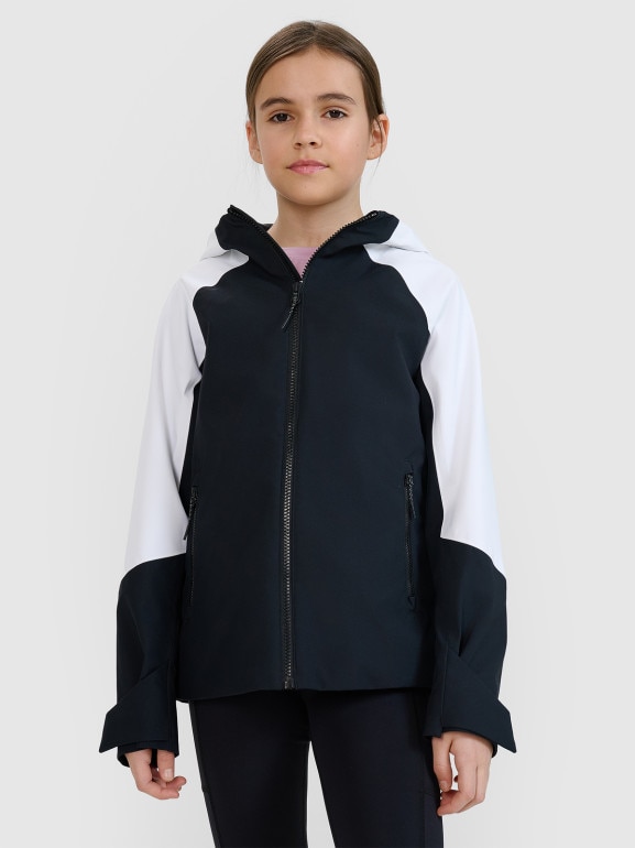 Dziewczęca kurtka trekkingowa membrana 5000 4F 4FJWSS25TTJAF676 - czarna