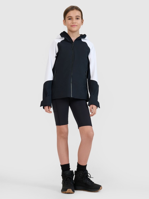 Dziewczęca kurtka trekkingowa membrana 5000 4F 4FJWSS25TTJAF676 - czarna