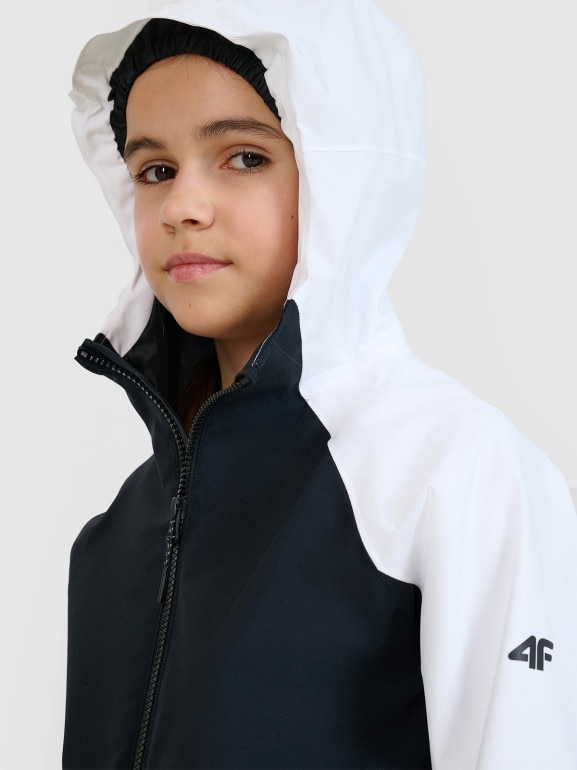 Dziewczęca kurtka trekkingowa membrana 5000 4F 4FJWSS25TTJAF676 - czarna