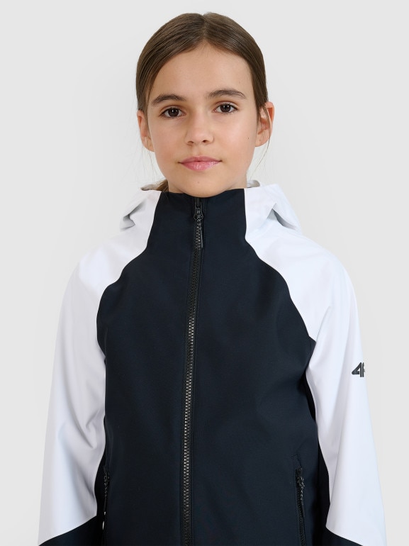 Dziewczęca kurtka trekkingowa membrana 5000 4F 4FJWSS25TTJAF676 - czarna