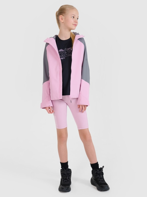 Dziewczęca kurtka trekkingowa membrana 5000 4F 4FJWSS25TTJAF676 - różowa
