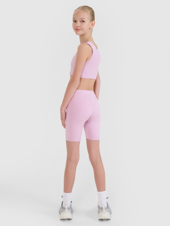 Dziewczęce legginsy kolarki sportowe 4F 4FJWSS25TFSTF041 - różowe
