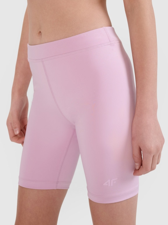 Dziewczęce legginsy kolarki sportowe 4F 4FJWSS25TFSTF041 - różowe
