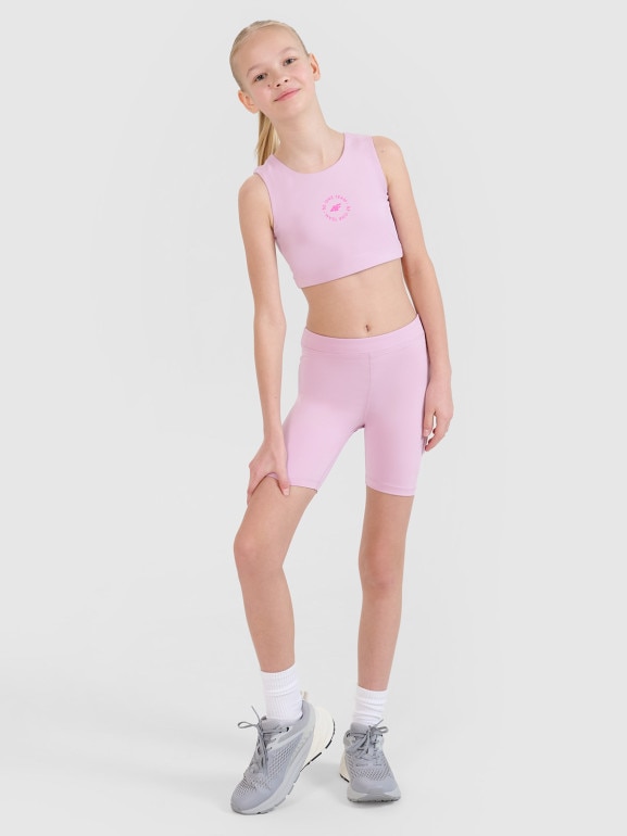 Dziewczęce legginsy kolarki sportowe 4F 4FJWSS25TFSTF041 - różowe