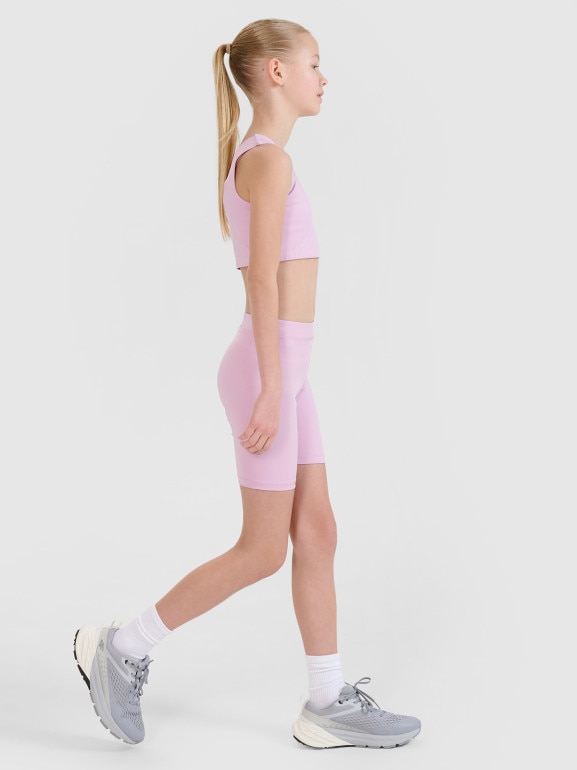 Dziewczęce legginsy kolarki sportowe 4F 4FJWSS25TFSTF041 - różowe