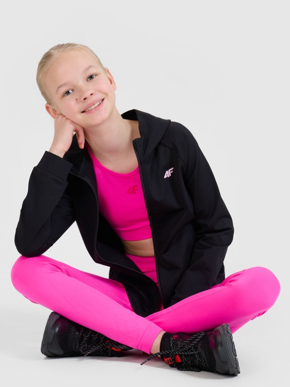 Dziewczęce legginsy sportowe 4F 4FJWSS25TFTIF297 - różowe