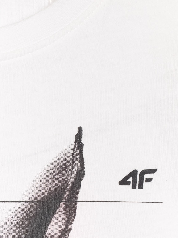 T-shirt dziecięcy z nadrukiem 4F 4FJRSS25TTSHU3295 - biały