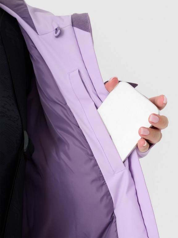 Damska kurtka narciarska 4F 4FWAW24TTJAF593 - fioletowa