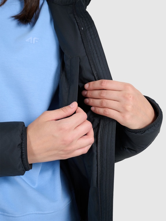 Kurtka puchowa pikowana z kapturem 4F 4FRAW25TDJAF0800 - czarna