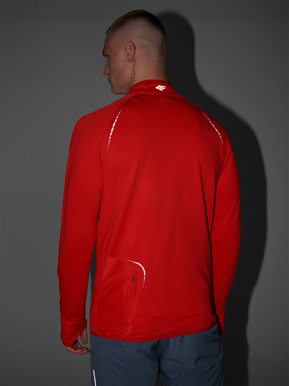 Męska bluza do biegania 4F 4FWAW25TFSWM575 - czerwona