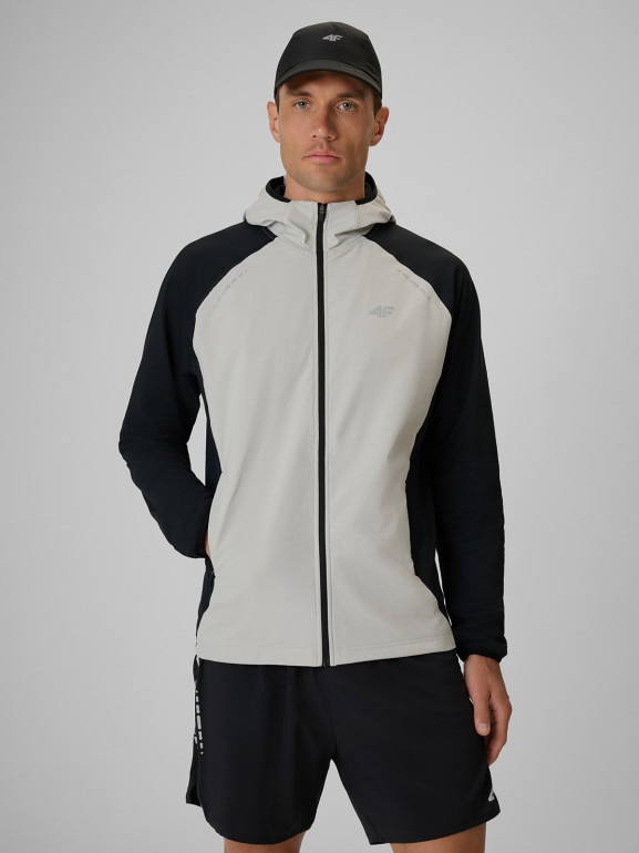Męska bluza do biegania rozpinana z kapturem 4F 4FRSS26TFSWM0972 - czarna