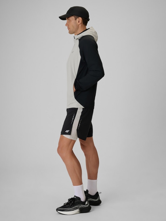 Męska bluza do biegania rozpinana z kapturem 4F 4FRSS26TFSWM0972 - czarna