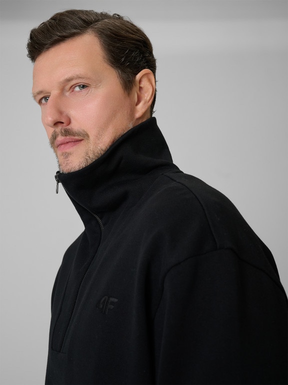 Męska bluza dresowa nierozpinana 4F 4FRSS26TSWSM2794 - czarna