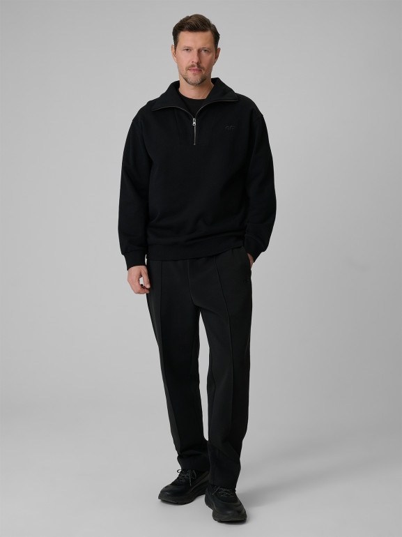 Męska bluza dresowa nierozpinana 4F 4FRSS26TSWSM2794 - czarna