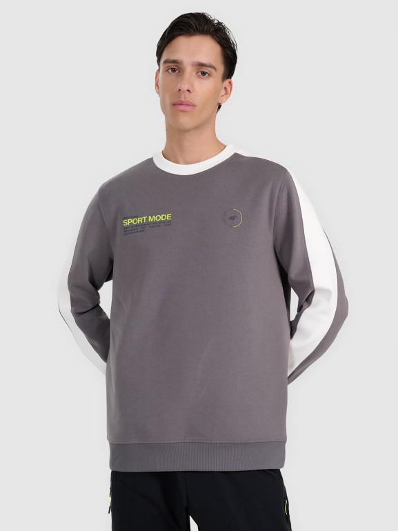 Męska bluza dresowa nierozpinana bez kaptura 4F 4FRAW25TSWSM2457 - szara