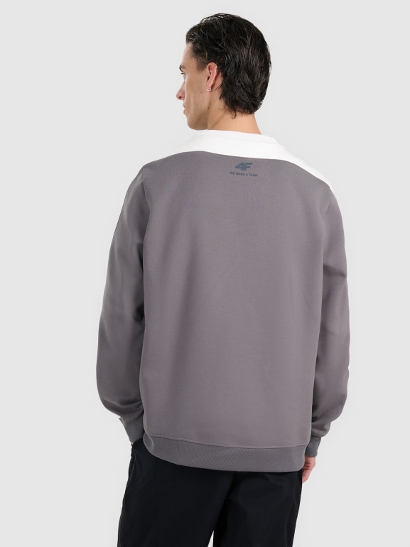 Męska bluza dresowa nierozpinana bez kaptura 4F 4FRAW25TSWSM2457 - szara