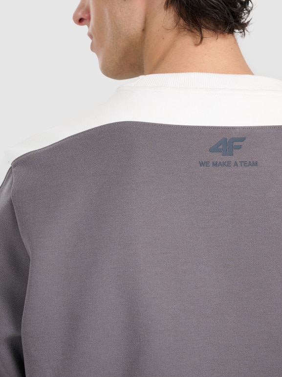 Męska bluza dresowa nierozpinana bez kaptura 4F 4FRAW25TSWSM2457 - szara