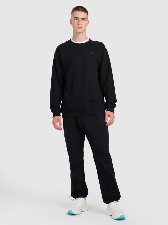 Męska bluza dresowa nierozpinana bez kaptura 4F 4FRMM00TSWSM2478 - czarna