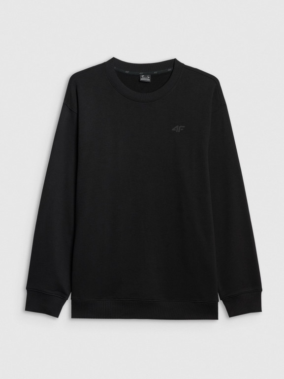 Męska bluza dresowa nierozpinana bez kaptura 4F 4FRMM00TSWSM2478 - czarna