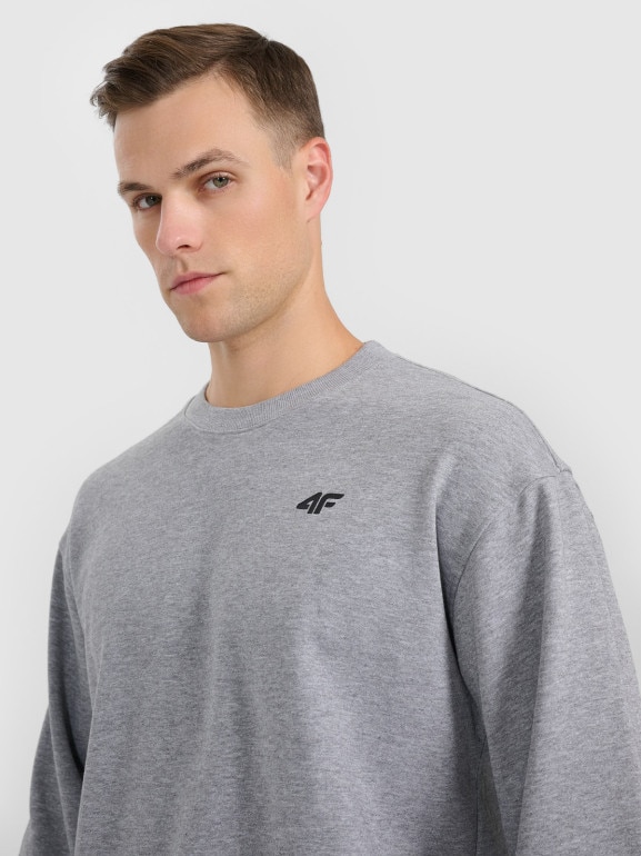 Męska bluza dresowa nierozpinana bez kaptura 4F 4FRMM00TSWSM2478 - szara