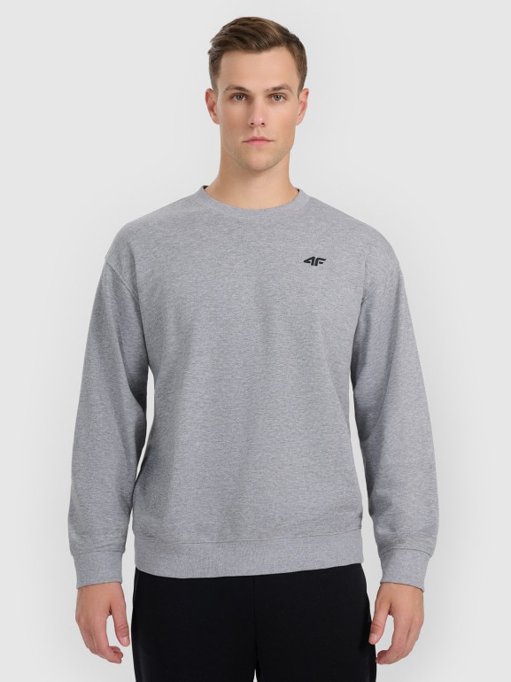 Męska bluza dresowa nierozpinana bez kaptura 4F 4FRMM00TSWSM2478 - szara