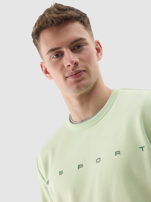 Męska bluza dresowa nierozpinana bez kaptura 4F 4FWSS24TSWSM1009 - zielona