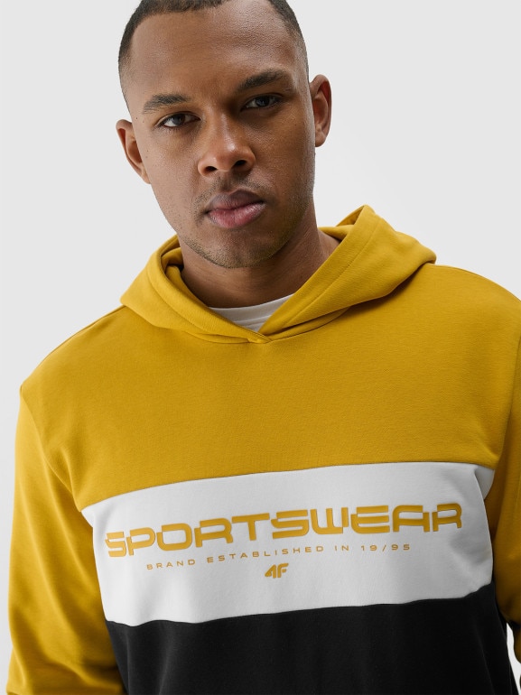 Męska bluza dresowa nierozpinana bez kaptura 4F 4FWSS24TSWSM1032 - żółta