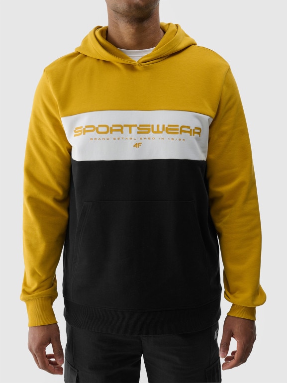 Męska bluza dresowa nierozpinana bez kaptura 4F 4FWSS24TSWSM1032 - żółta