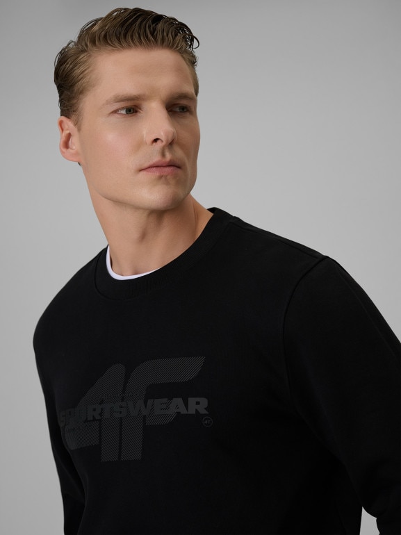 Męska bluza dresowa nierozpinana bez kaptura 4F 4FWSS26TSWSM2237 - czarna
