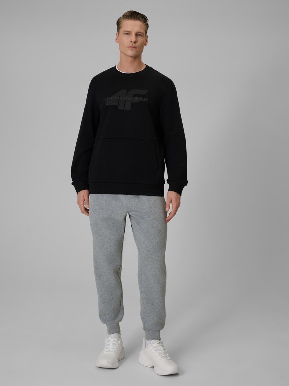 Męska bluza dresowa nierozpinana bez kaptura 4F 4FWSS26TSWSM2237 - czarna