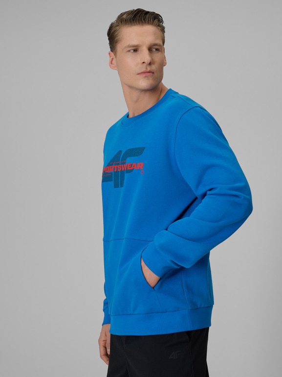 Męska bluza dresowa nierozpinana bez kaptura 4F 4FWSS26TSWSM2237 - niebieska