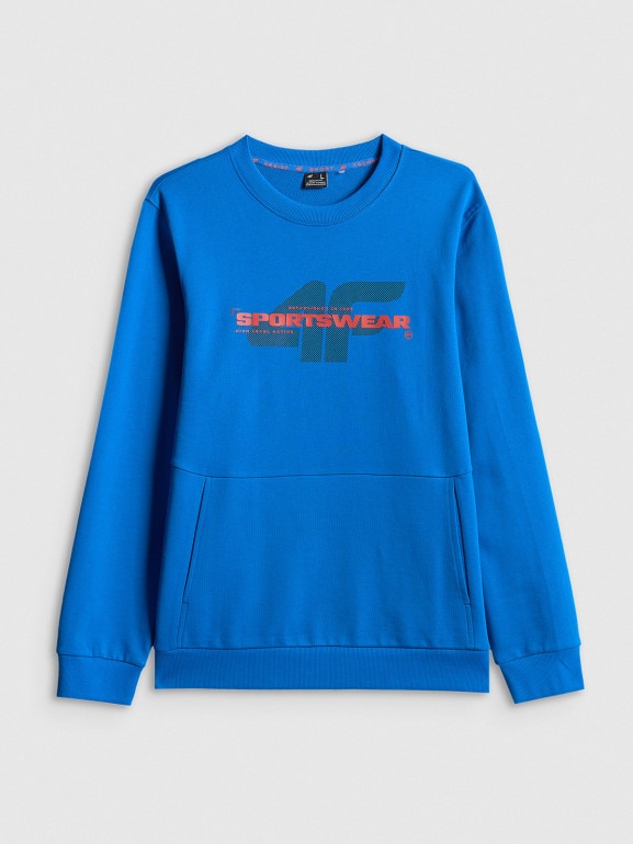 Męska bluza dresowa nierozpinana bez kaptura 4F 4FWSS26TSWSM2237 - niebieska