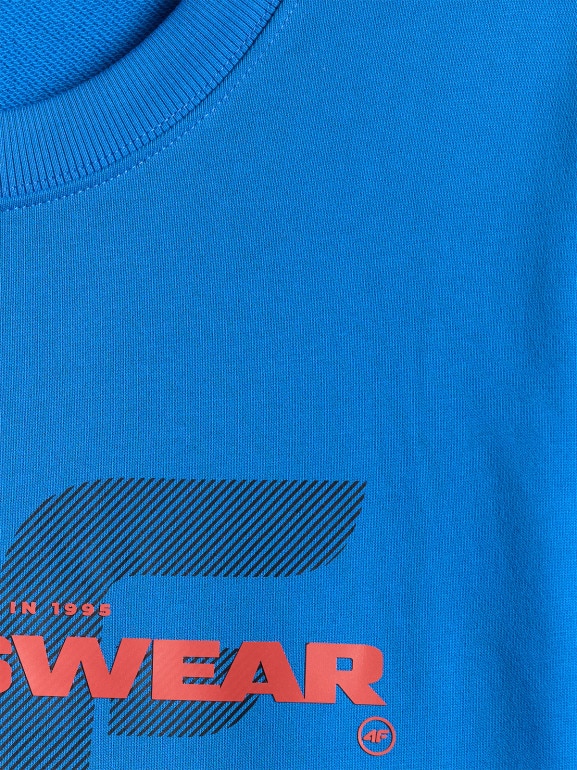 Męska bluza dresowa nierozpinana bez kaptura 4F 4FWSS26TSWSM2237 - niebieska