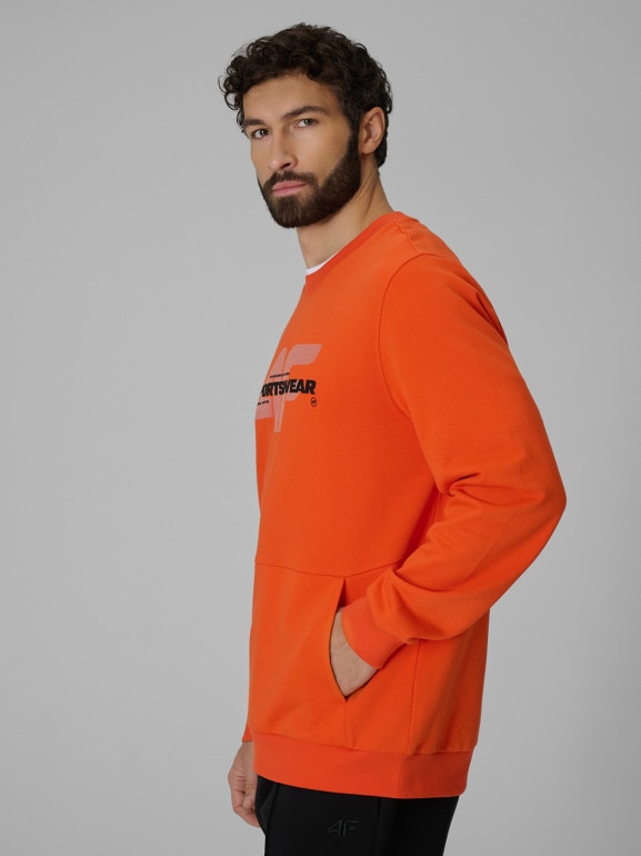 Męska bluza dresowa nierozpinana bez kaptura 4F 4FWSS26TSWSM2237 - pomarańczowa