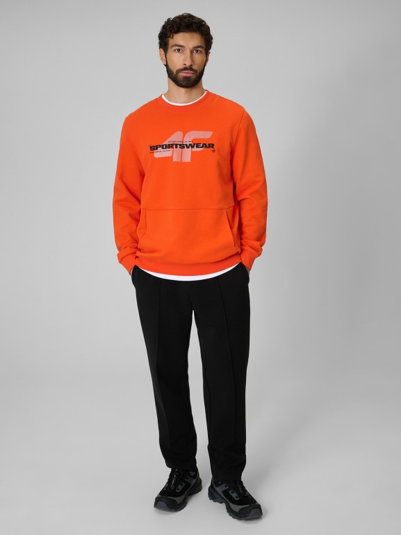 Męska bluza dresowa nierozpinana bez kaptura 4F 4FWSS26TSWSM2237 - pomarańczowa