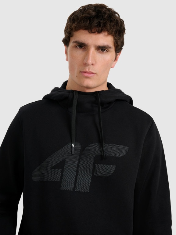 Męska bluza dresowa nierozpinana z kapturem 4F 4FRMM00TSWSM2477 - czarna