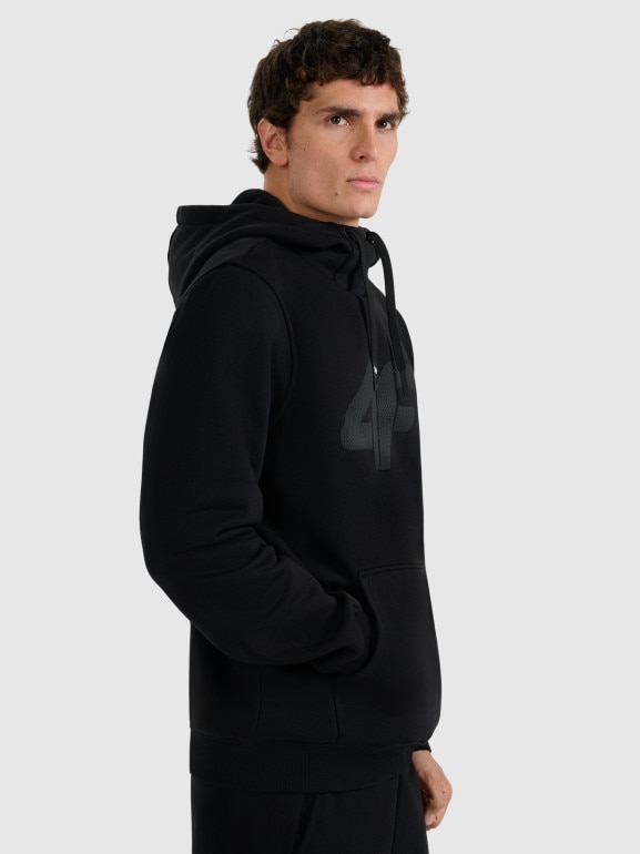 Męska bluza dresowa nierozpinana z kapturem 4F 4FRMM00TSWSM2477 - czarna