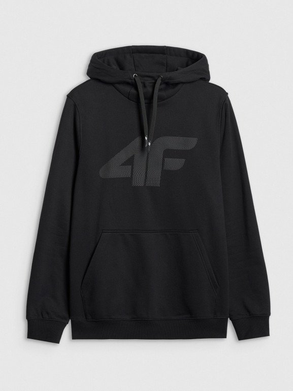 Męska bluza dresowa nierozpinana z kapturem 4F 4FRMM00TSWSM2477 - czarna