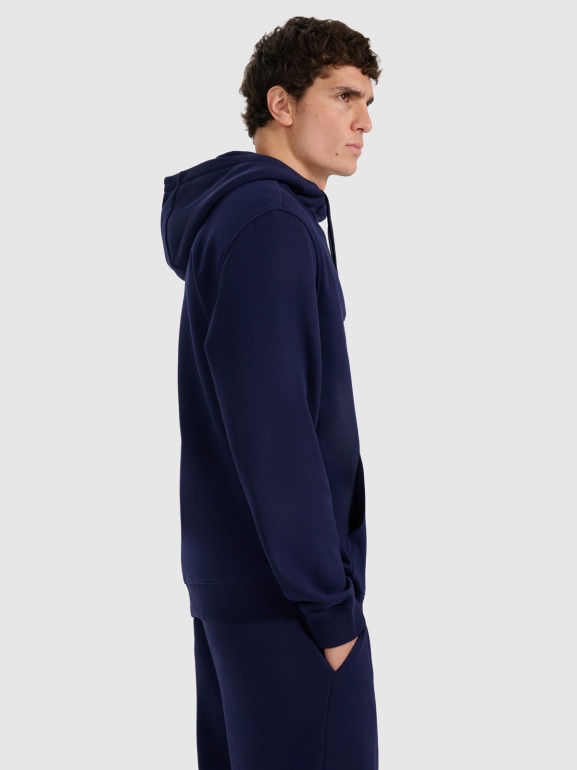 Męska bluza dresowa nierozpinana z kapturem 4F 4FRMM00TSWSM2477 - granatowa