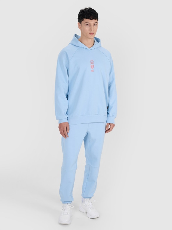 Męska bluza dresowa nierozpinana z kapturem 4F 4FRSS25TSWSM2111 - niebieska